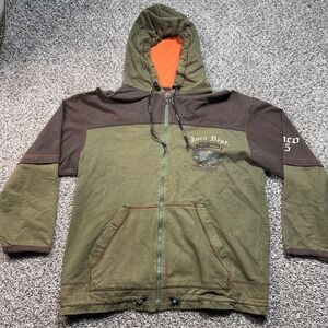 JNCO Jeans Navy Seals Men's XL Full Zip Hoodie Green Brown Graphic Y2K